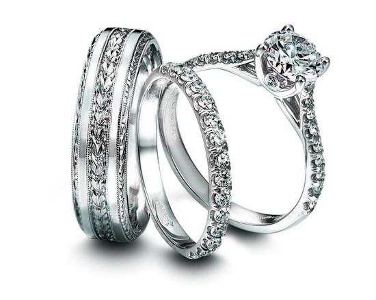 Platinum Wedding Bands For Her
 Engagement Ring and Wedding Band Set for Him and Her Jeff