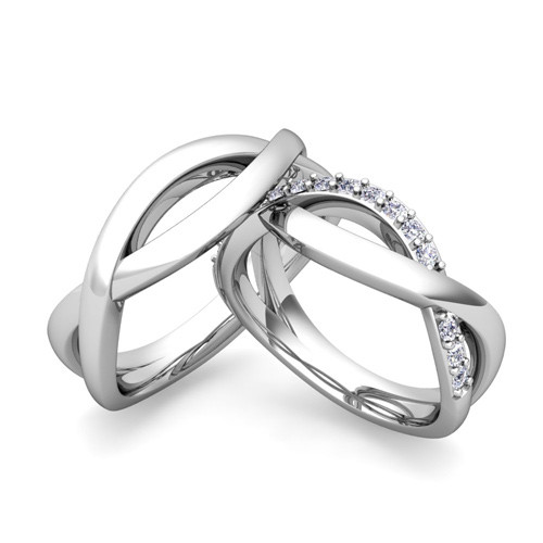 Platinum Wedding Bands For Her
 Custom His Her Matching Infinity Wedding Ring Band Diamond