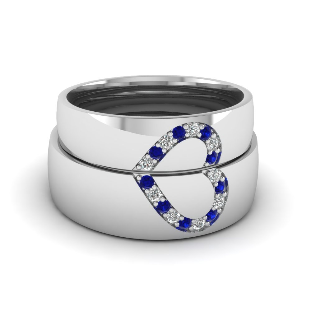Platinum Wedding Bands For Her
 His And Her Diamond Matching Wedding Band With Sapphire In