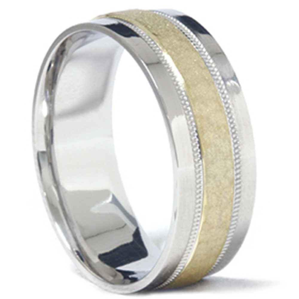 Platinum Wedding Rings For Men
 Mens 950 Platinum & 18K Gold Hammered Wedding Band Ring