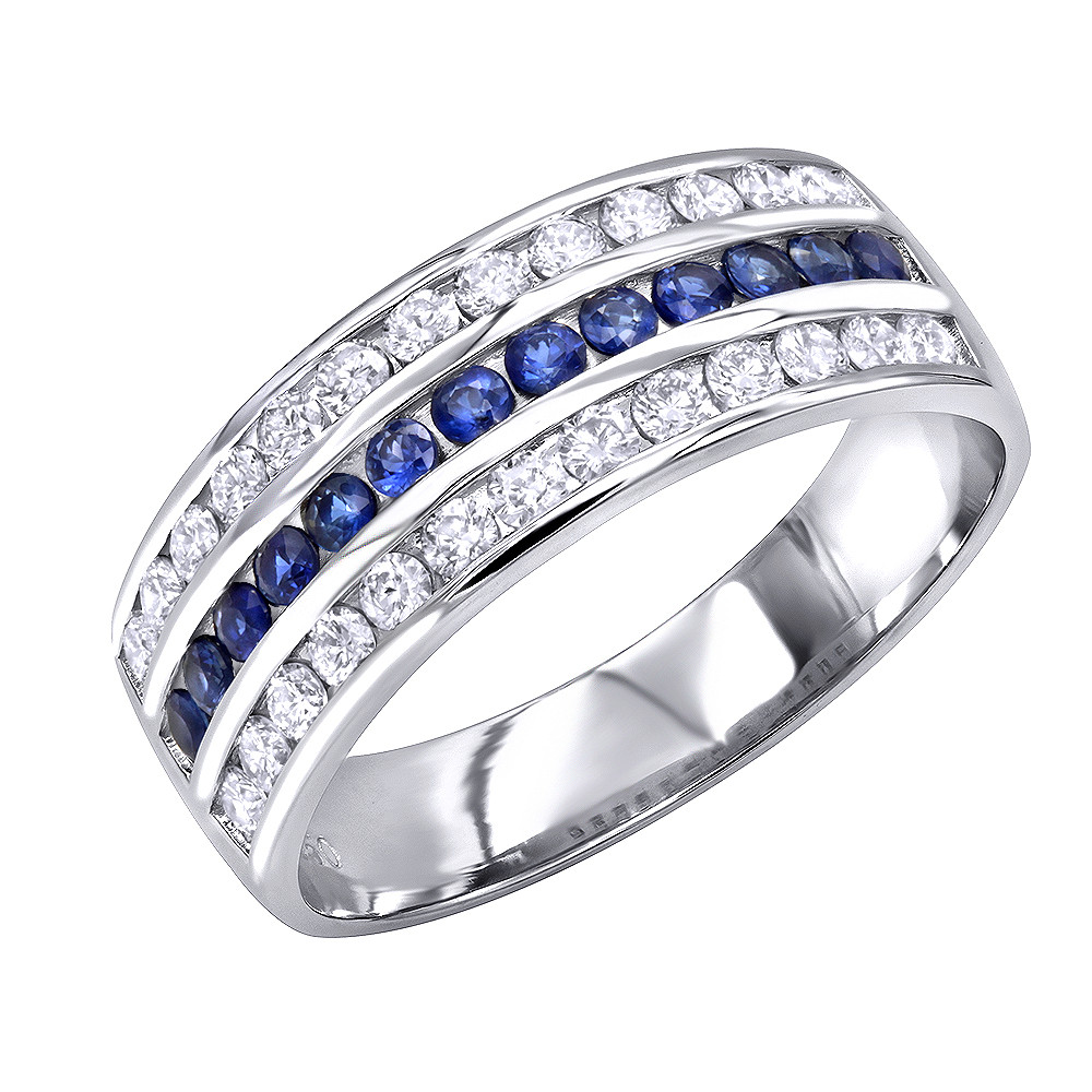 Platinum Wedding Rings For Men
 Platinum Sapphire and Diamond Wedding Band for Men or