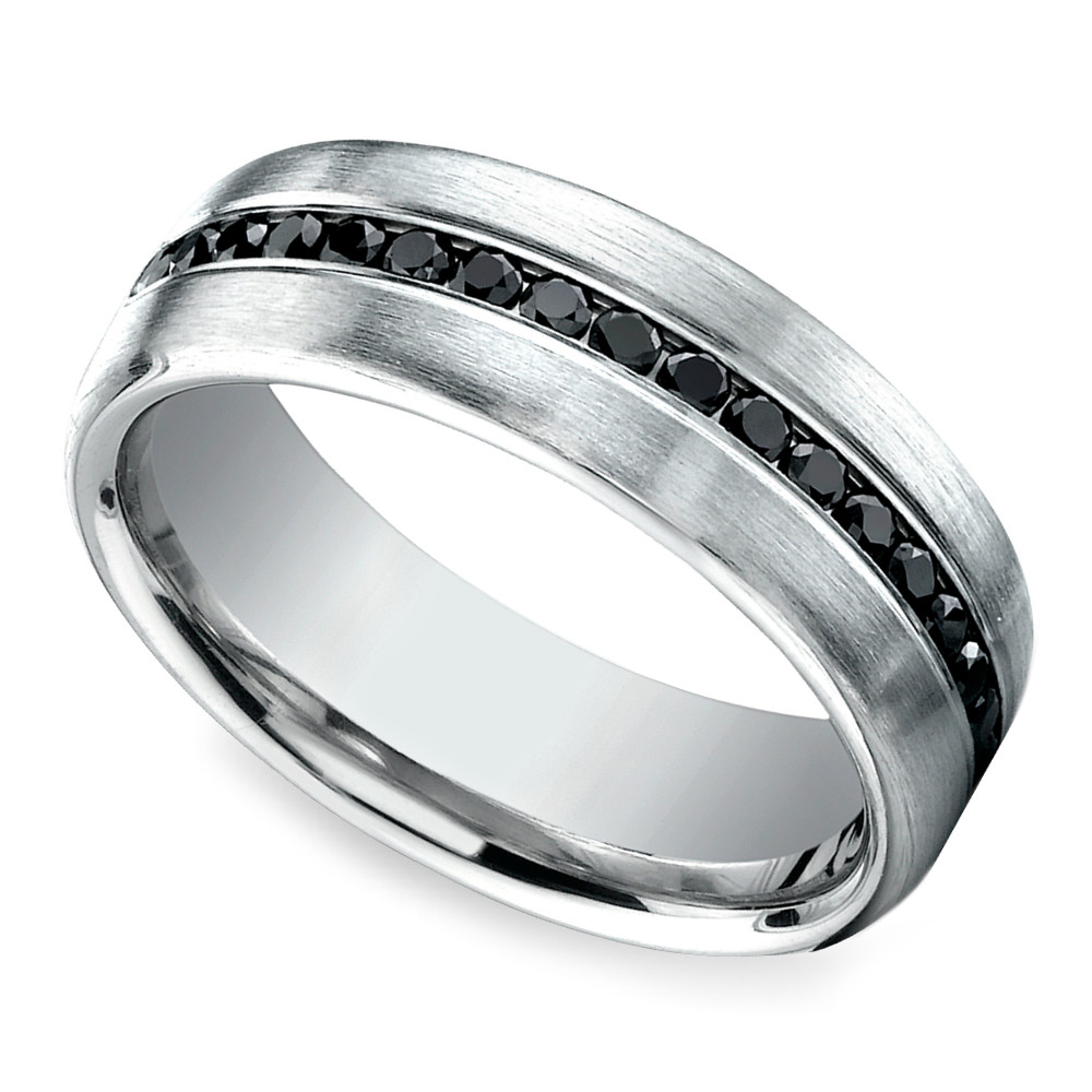 Platinum Wedding Rings For Men
 Channel Black Diamond Men s Eternity Band in Platinum