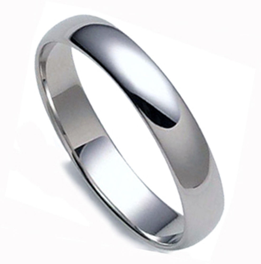 Platinum Wedding Rings For Men
 4 mm SOLID PLATINUM Half Round Men s Wedding Band Ring 1