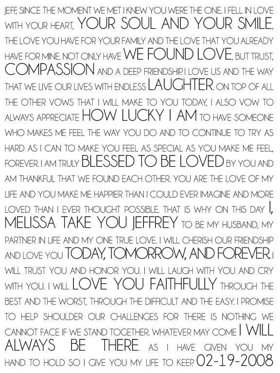 Poetic Wedding Vows
 Personalized Wedding Vow Art custom canvas Whimsical or