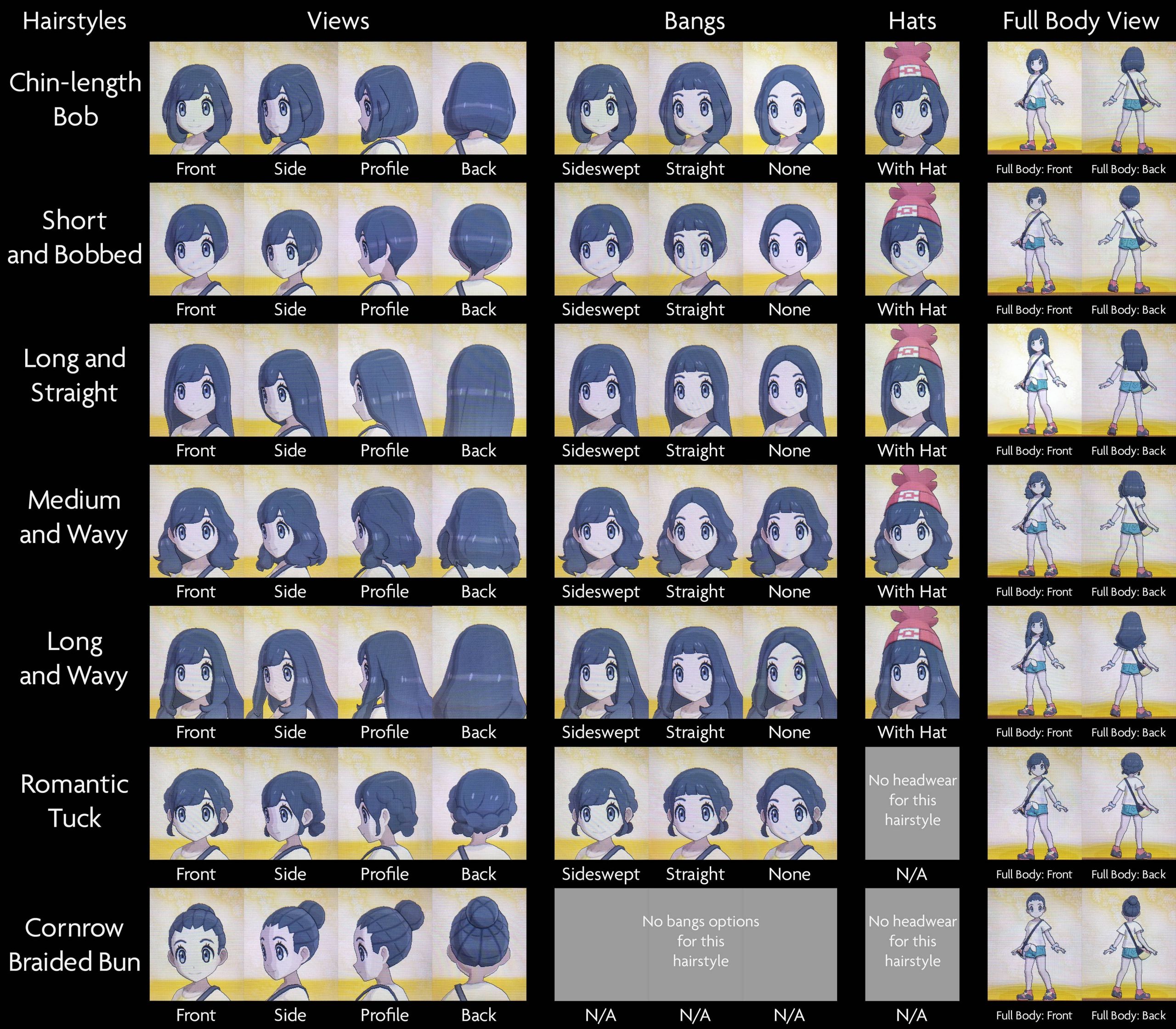 Pokemon Sun Hairstyles Female
 Sun & Moon All Female Trainer Hairstyles & Cosmetic