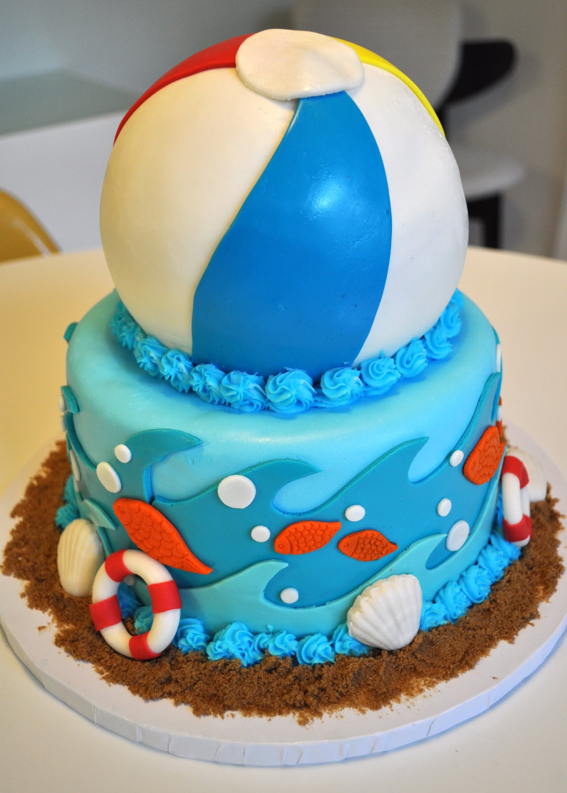 Pool Party Birthday Cakes
 MegMade Cakes Sophia s Beach Party cake