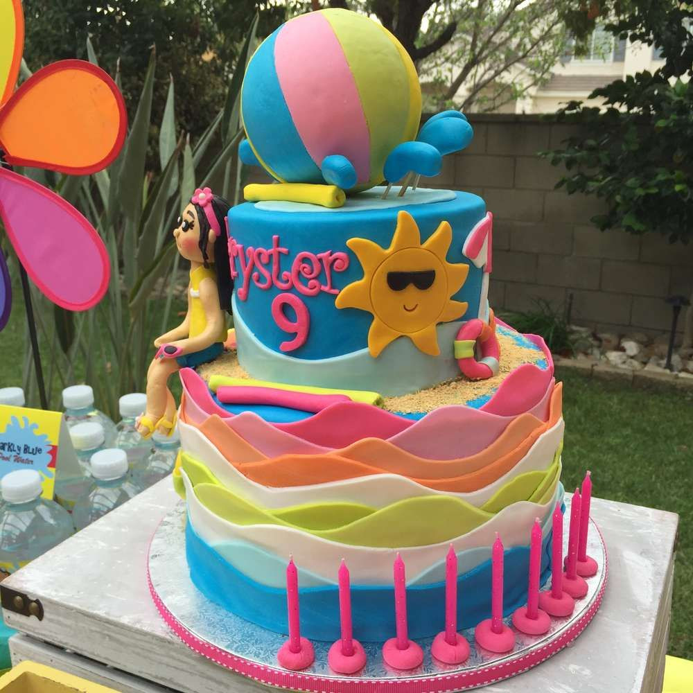 Pool Party Birthday Cakes Ideas
 Swimming Pool Summer Party Summer Party Ideas in 2019