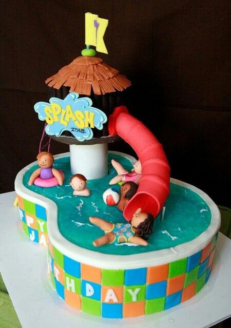 Pool Party Birthday Cakes Ideas
 Swimming cake with water slide Really fantastic 3D style