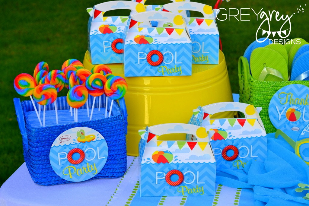 Pool Party Favors Ideas
 GreyGrey Designs My Parties Summer Pool Party by