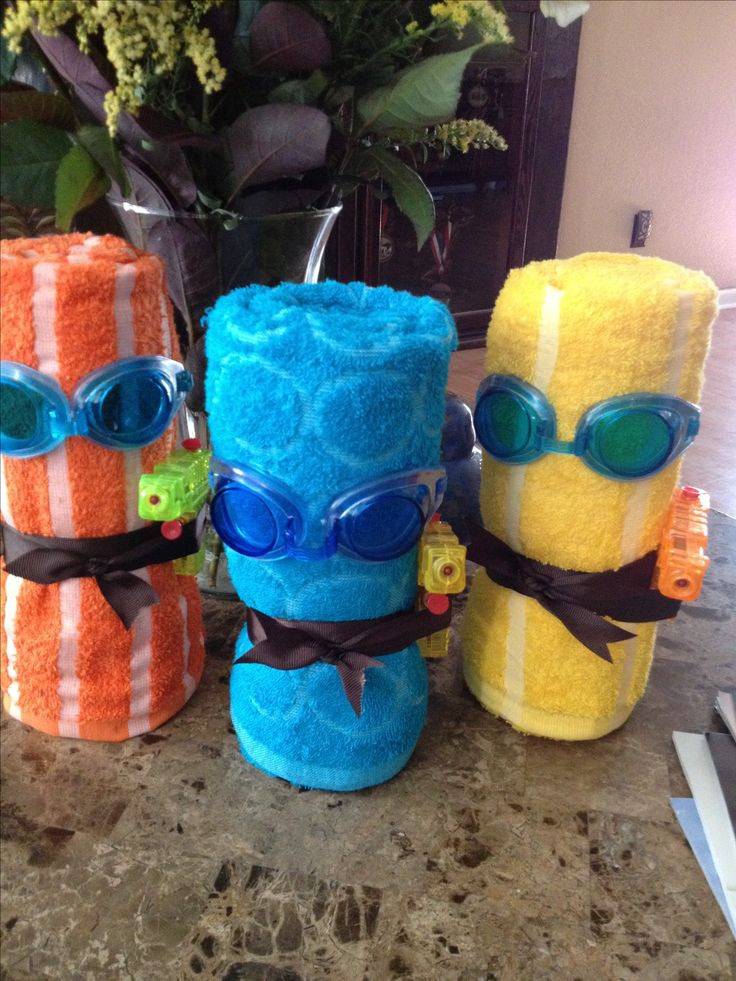 Pool Party Gift Bag Ideas
 Pool party t ideas "towel minions" Evan