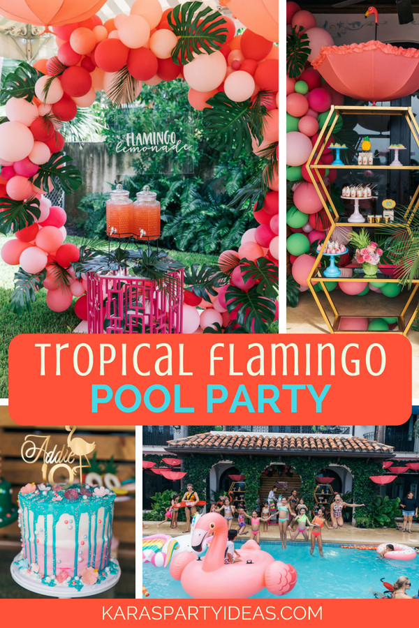 Pool Party Ideas For Birthdays
 Kara s Party Ideas Tropical Flamingo Pool Party