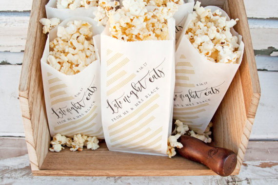 Popcorn Wedding Favors
 Wedding Favor Personalized Popcorn Bags NYE or Evening