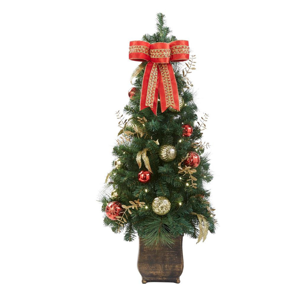 Pre Lit Entryway Christmas Trees
 POTTED CHRISTMAS TREE Pre Lit 4 Ft 50 LED Lights Home