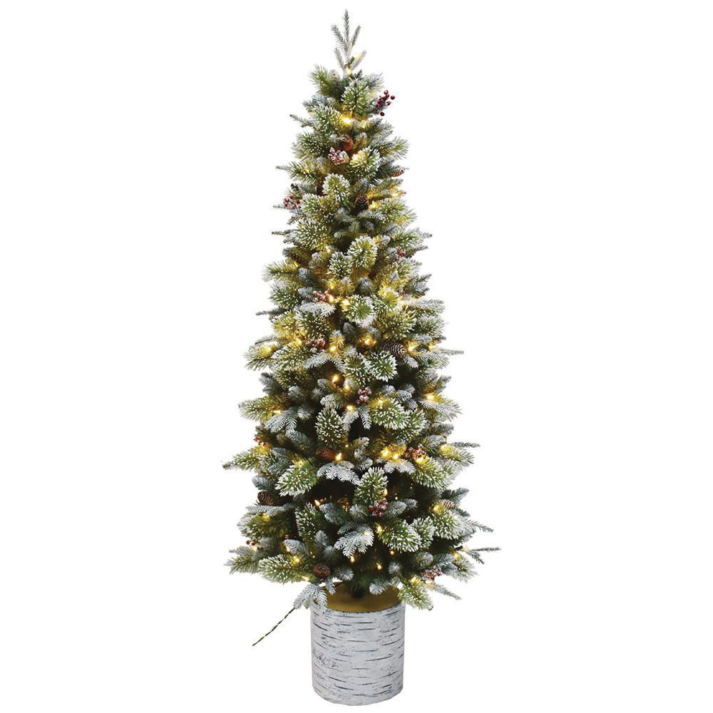 Pre Lit Entryway Christmas Trees
 6 5 ft Pre Lit Incandescent Entry Potted Artificial