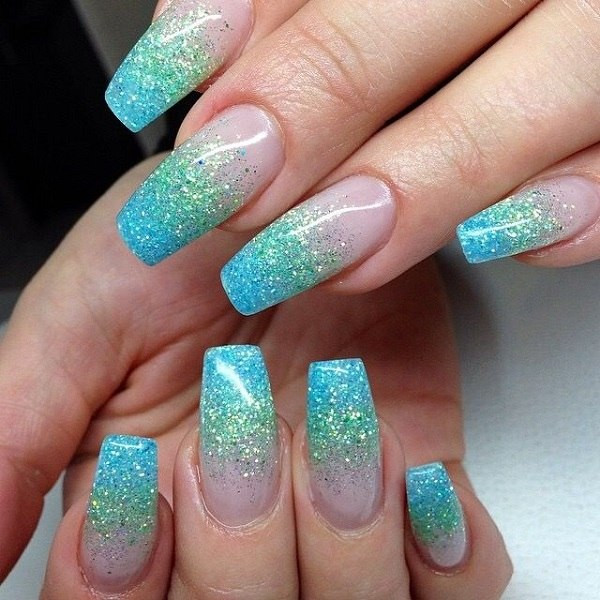 Pretty Blue Nails
 Fancy summer nails ideas beautiful ombre nail art