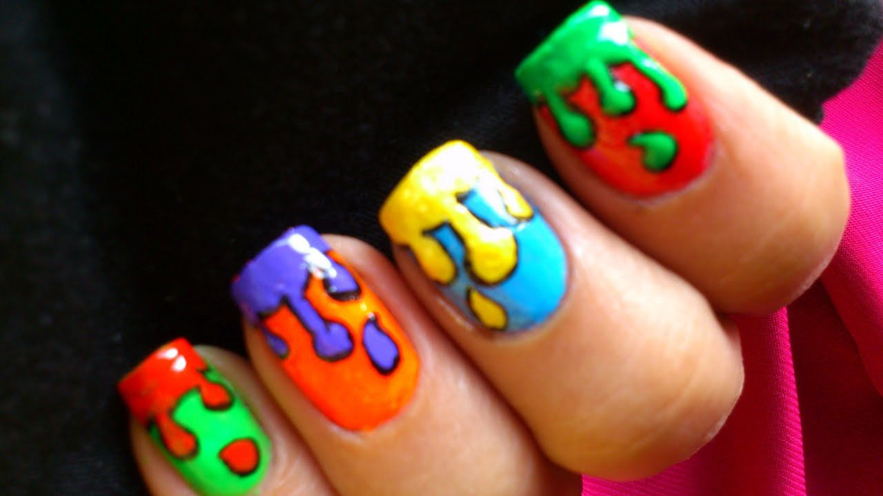 Pretty Nails For Kids
 Dripping Paint Colorful Nail Art for Kids