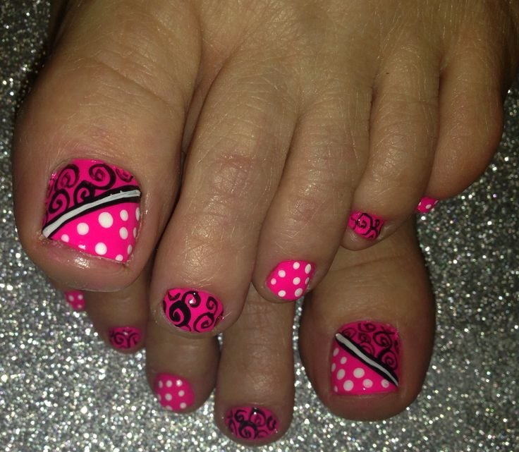 Pretty Painted Nails
 Best 25 Hot pink pedicure ideas on Pinterest