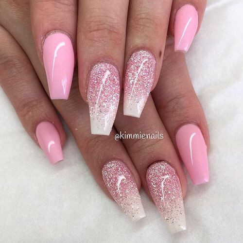 Pretty Stiletto Nails
 Nails Pink Glitter so pretty