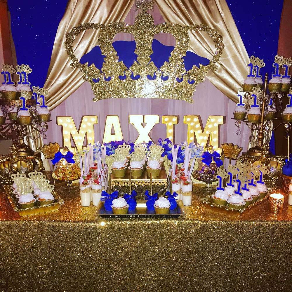 Prince Birthday Decorations
 Blue and gold royal prince birthday party See more party