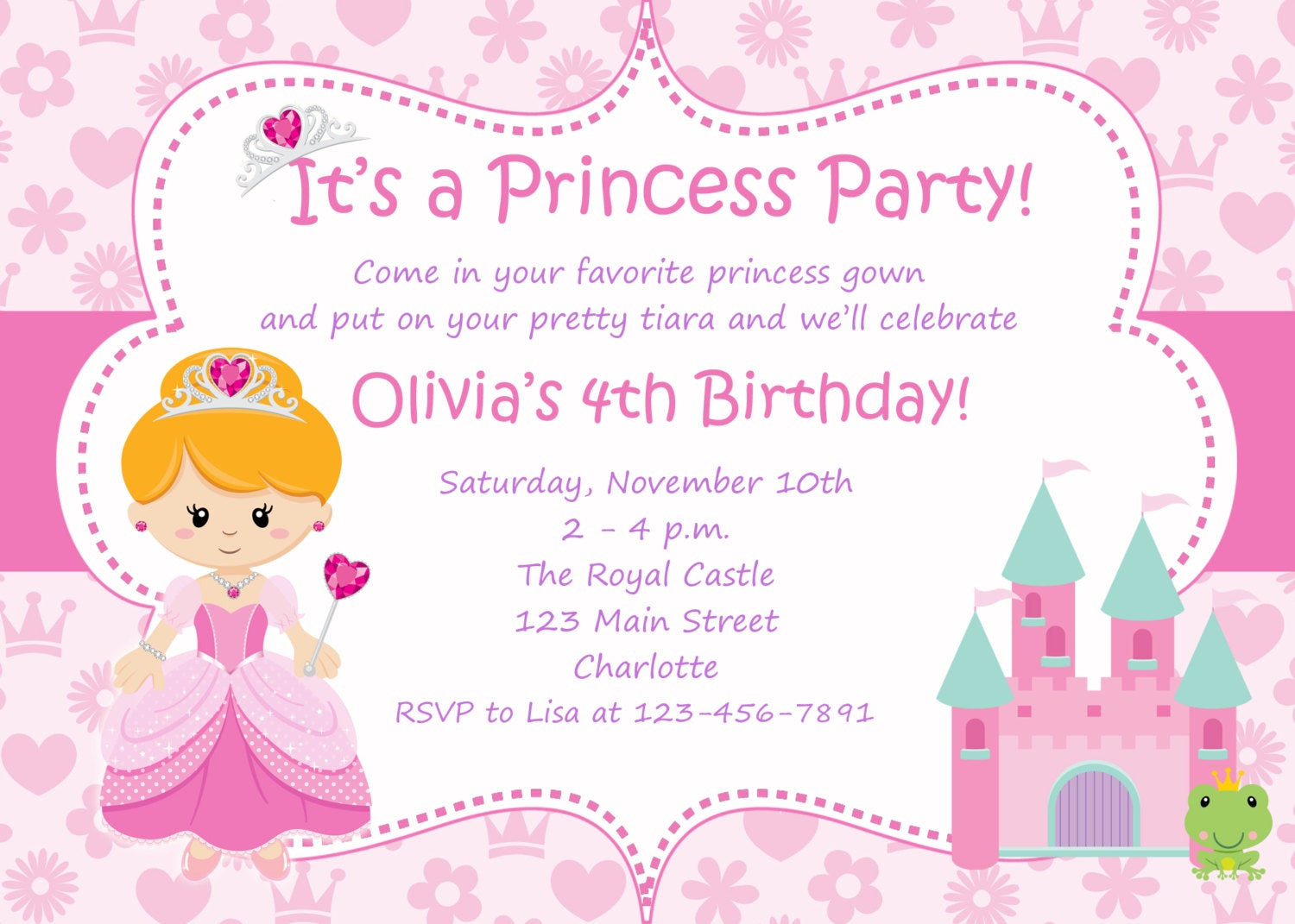 Princess Birthday Invitation
 princess party birthday invitation any hair color princess
