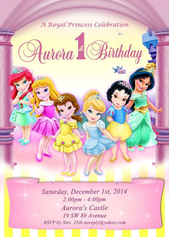 Princess Birthday Invitation
 Digital Disney Toddler Princess Invitation Princess
