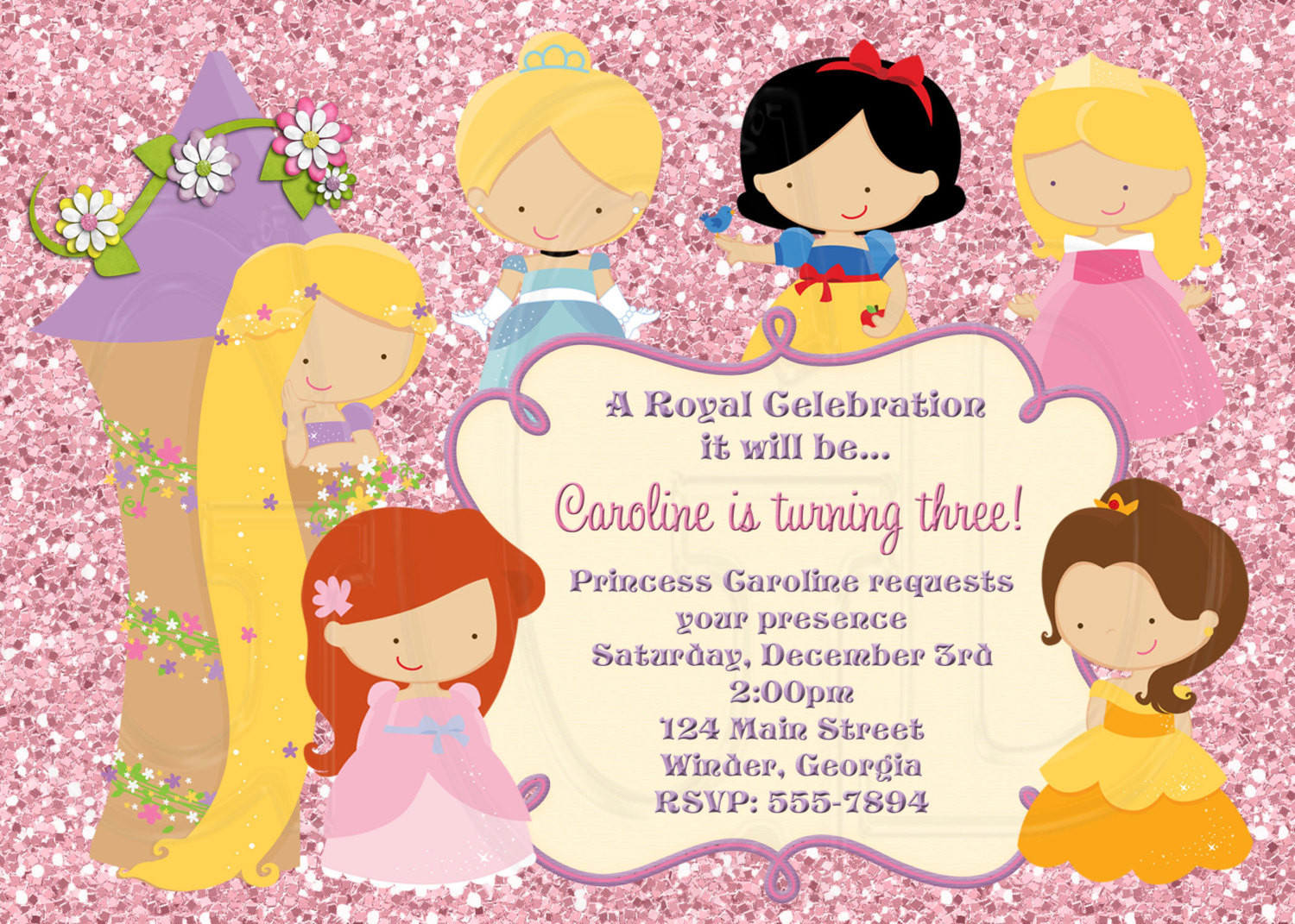 Princess Birthday Invitation
 Princess Invitation Disney Inspired Digital File