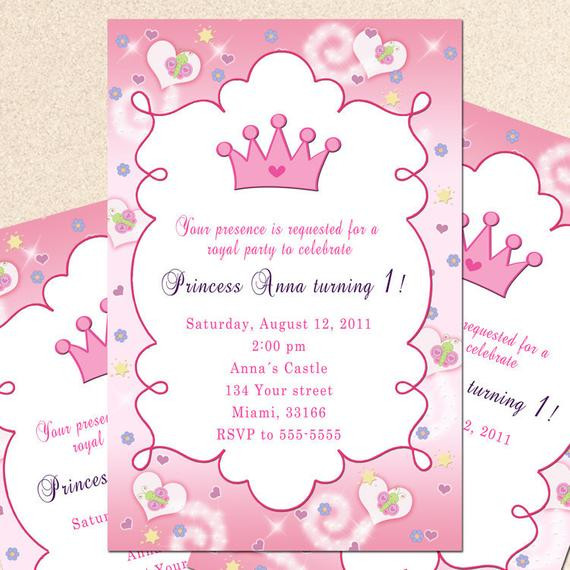 Princess Birthday Invitation
 Royal Princess Birthday Invitation Girl Princess by pinkthecat