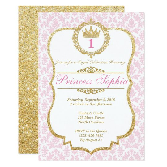 Princess Birthday Invitation
 Princess Birthday Invitation Pink & Gold