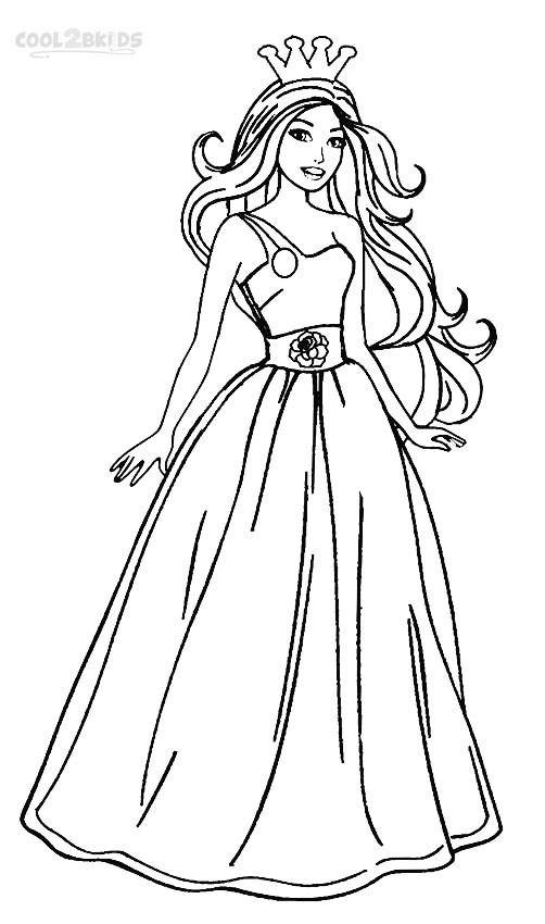 Princess Coloring Pages For Girls
 Printable Barbie Princess Coloring Pages For Kids