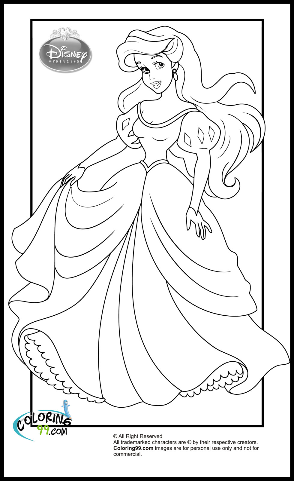 Princess Coloring Pages For Kids
 Disney Princess Coloring Pages