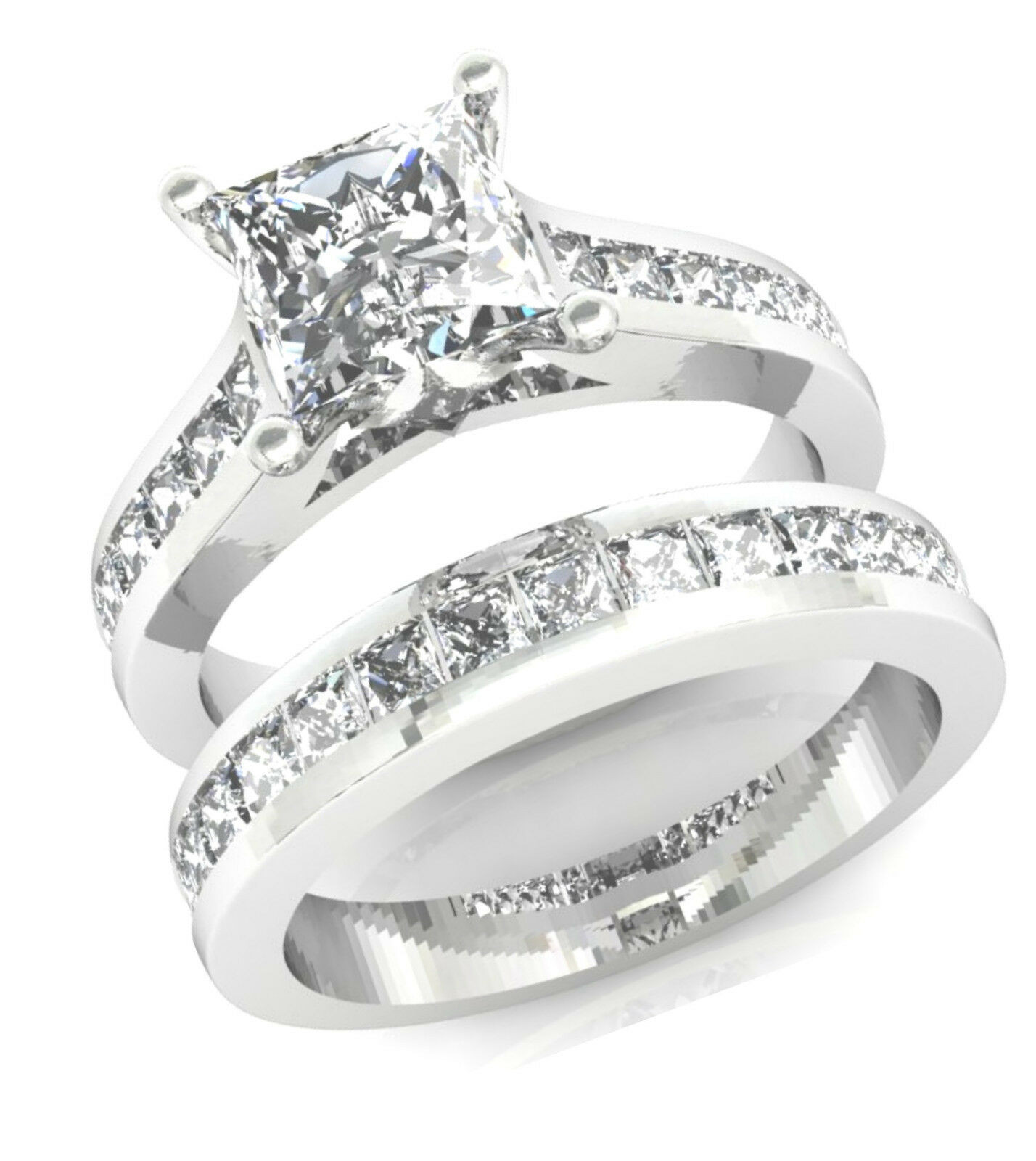 Princess Cut Rings Engagement
 3 2CT PRINCESS CUT CHANNEL SET ENGAGEMENT RING WEDDING