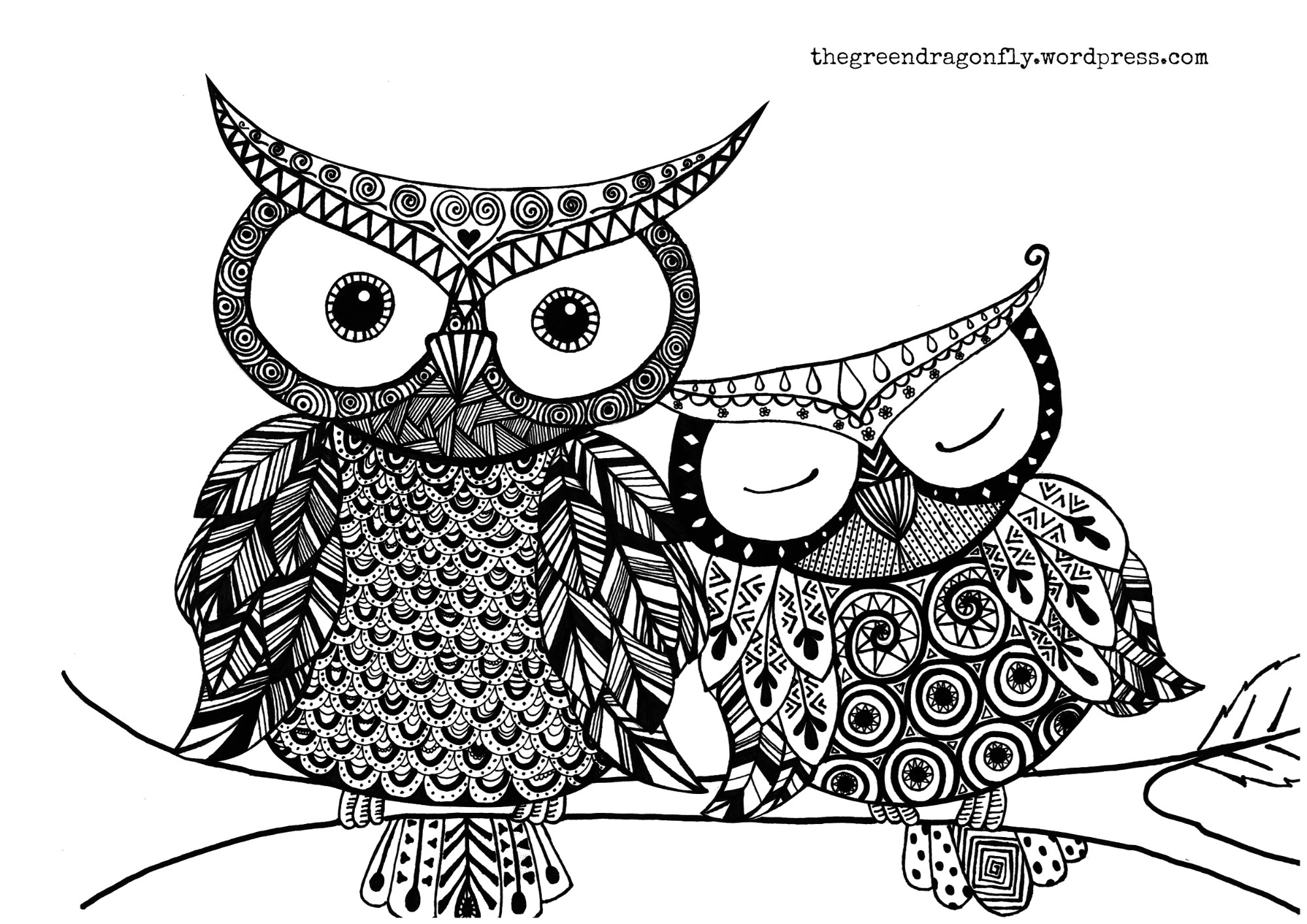 Printable Owl Coloring Pages For Adults
 Coloring sheet – The Green Dragonfly