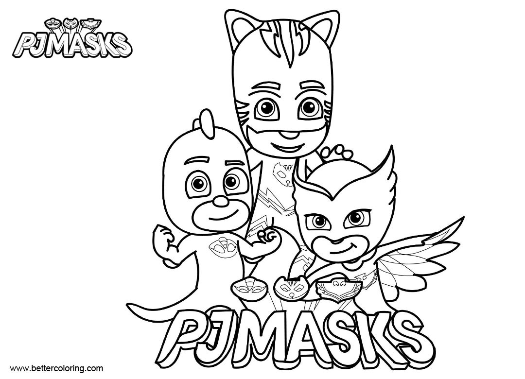 Printable Pj Mask Coloring Pages
 PJ Mask Characters Coloring Pages Clipart Black and White