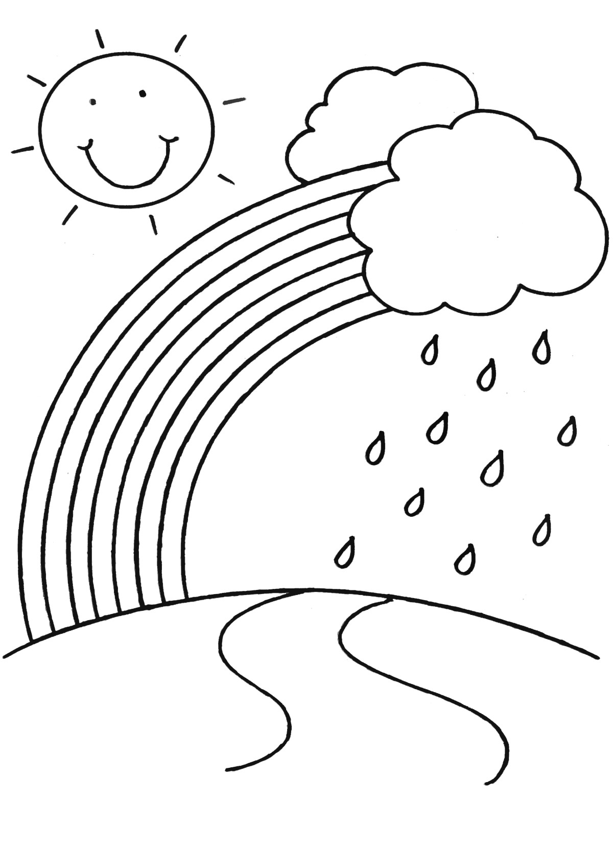 Printable Rainbow Coloring Pages
 Rainbow Coloring Pages for childrens printable for free