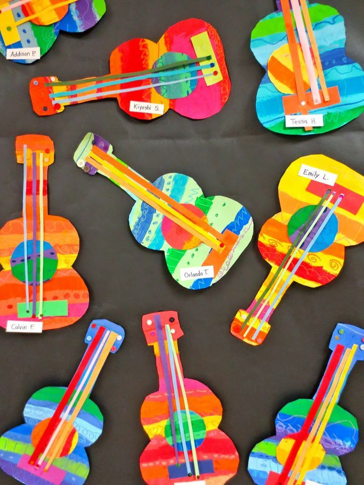 Project For Preschoolers
 These collage guitars are adorable Perfect art project