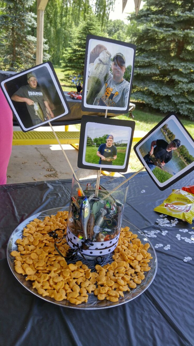 Project Graduation Party Ideas
 Fishing theme graduation party table centerpiece I made