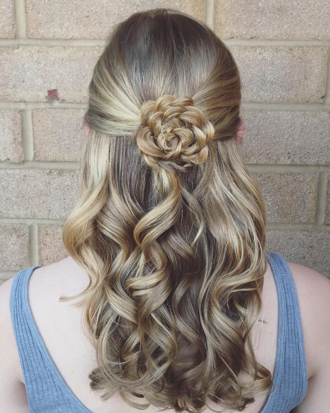 Prom Hairstyle With Flowers
 Abigail Rose on Instagram “Those curls a flower braid