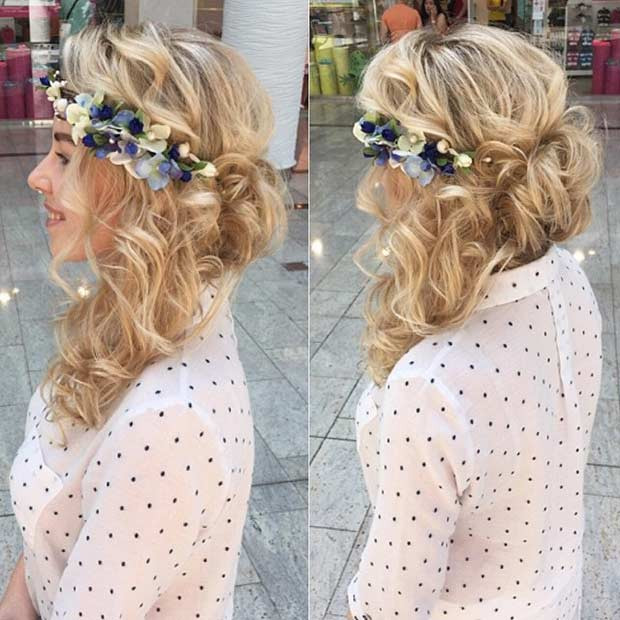 Prom Hairstyle With Flowers
 21 Pretty Side Swept Hairstyles for Prom