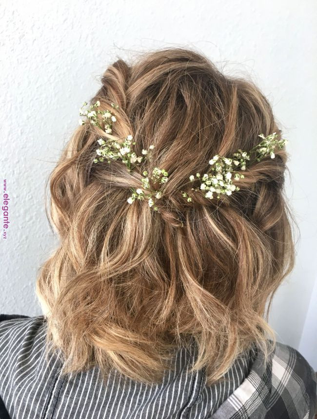 Prom Hairstyle With Flowers
 short hair style for formal home ing and prom with