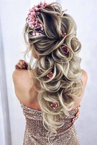 Prom Hairstyle With Flowers
 Try 42 Half Up Half Down Prom Hairstyles