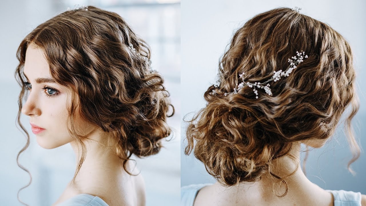Prom Hairstyles Curly Hair
 Wavy Curly hair tutorial Elegant curly bun