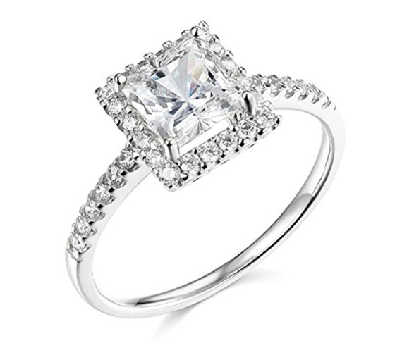 Promise Rings Princess Cut
 1 90 Ct Princess Cut Halo Engagement Wedding Promise Ring