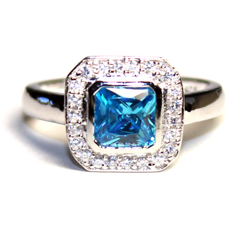 Promise Rings Princess Cut
 Princess Cut Aquamarine Blue Promise Ring Beautiful
