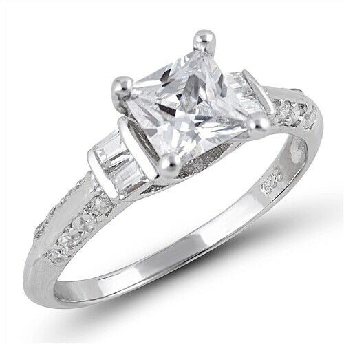 Promise Rings Princess Cut
 925 Sterling Silver Engagement Princess Cut Clear CZ