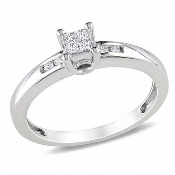 Promise Rings Princess Cut
 1 8 CT T W Quad Princess Cut Diamond Promise Ring in