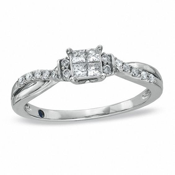 Promise Rings Princess Cut
 Cherished Promise Collection™ 1 4 CT T W Quad Princess
