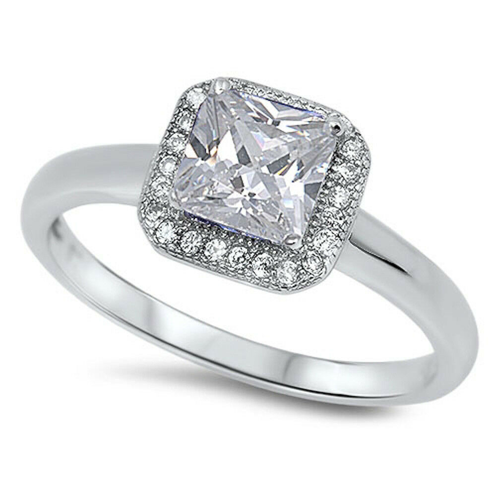Promise Rings Princess Cut
 1CT Princess Cut CZ Promise Engagement Ring 925 Sterling