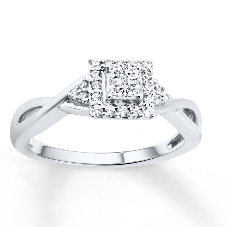 Promise Rings Princess Cut
 Diamond Promise Ring 1 4 ct tw Princess Cut 10K White Gold