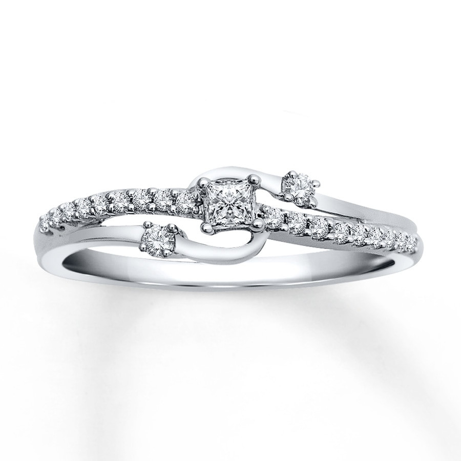 Promise Rings Princess Cut
 Diamond Promise Ring 1 5 ct tw Princess cut 10K White Gold