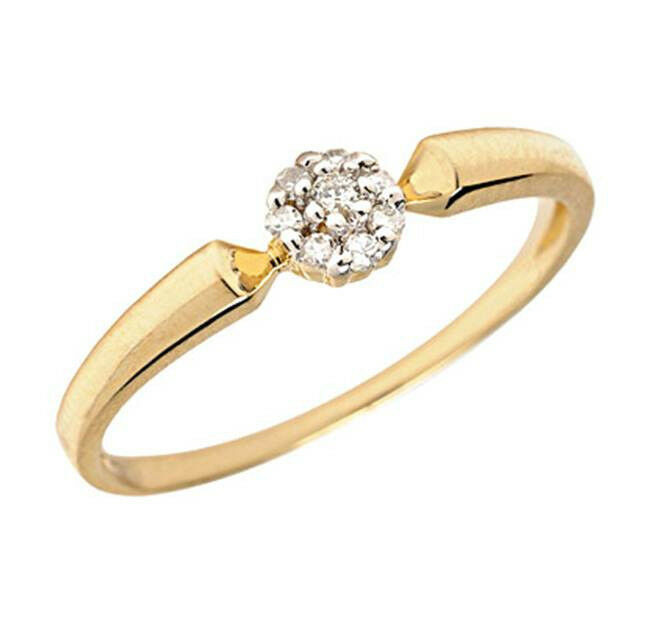 Promise Rings Real Diamond
 10K Yellow Gold Genuine Diamond Cluster Promise Ring